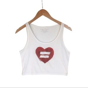 Equality PRIDE heart white red tank crop top small